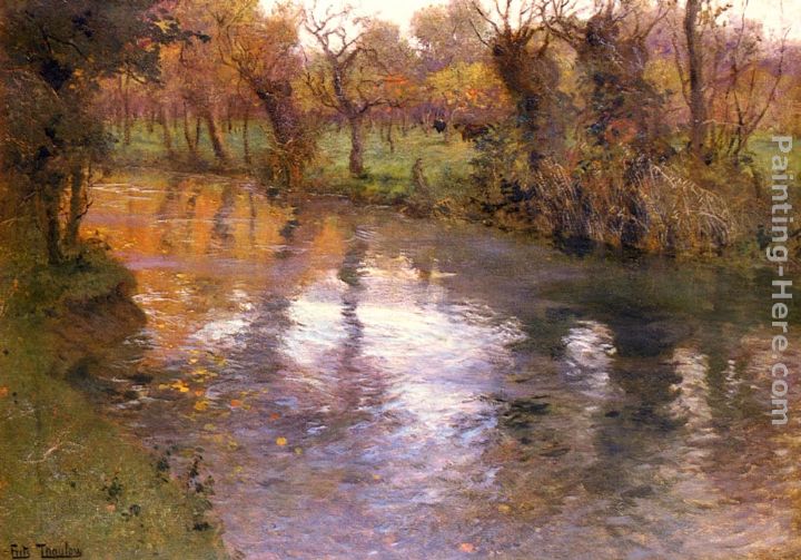 An Orchard On The Banks Of A River painting - Fritz Thaulow An Orchard On The Banks Of A River art painting